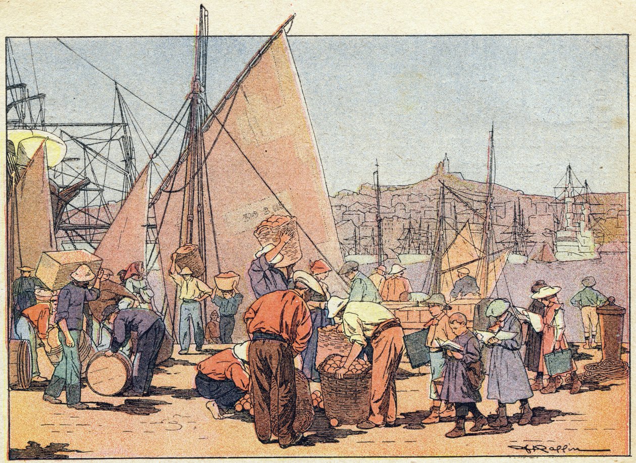 Port, w Obrazkowej księdze dzieciństwa, ok. 1900 r. (rycina) autorstwa Ferdinand Raffin