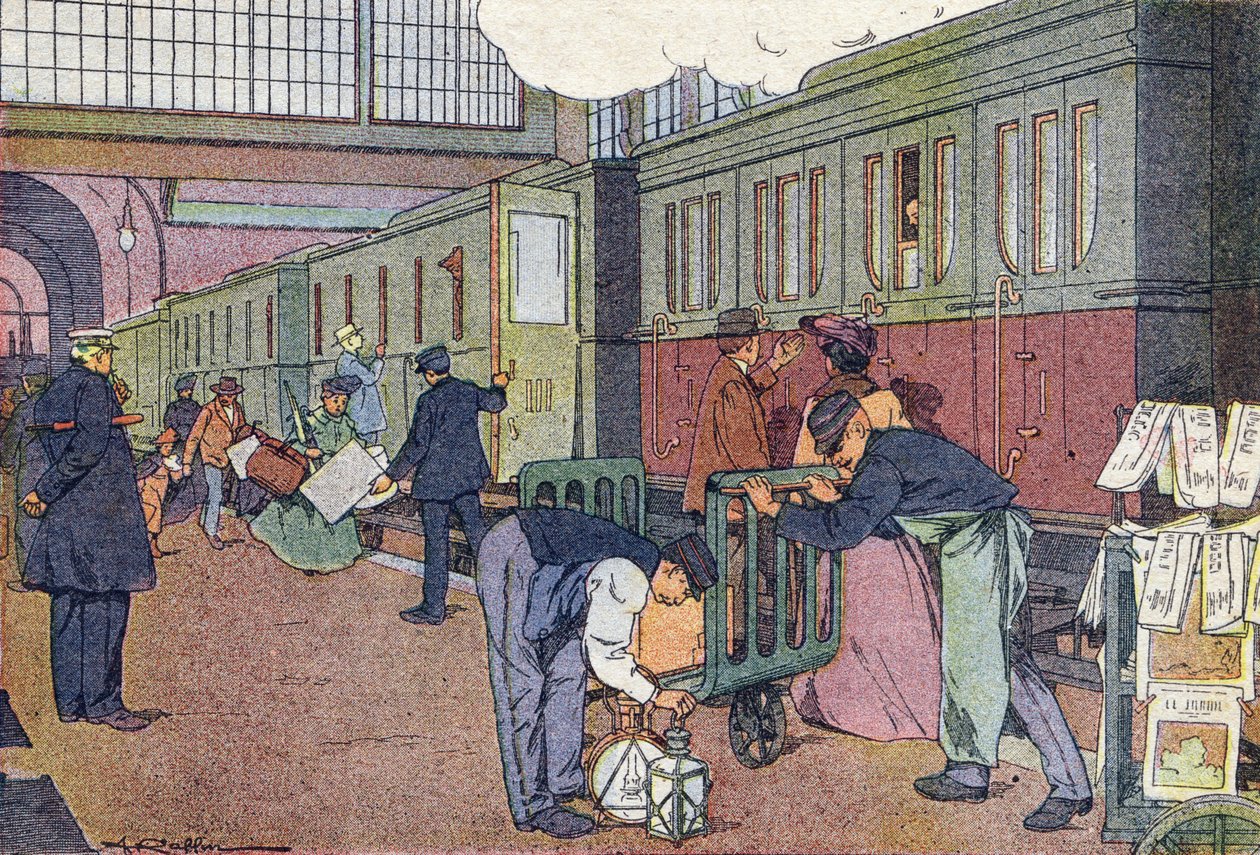 Stacja, w Obrazkowej księdze dzieciństwa, ok. 1900 r. (rycina) autorstwa Ferdinand Raffin