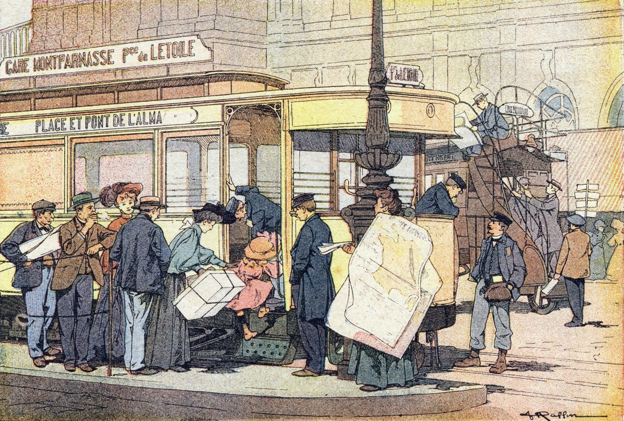 Tramwaj, w Obrazkowej księdze dzieciństwa, ok. 1900 r. (rycina) autorstwa Ferdinand Raffin