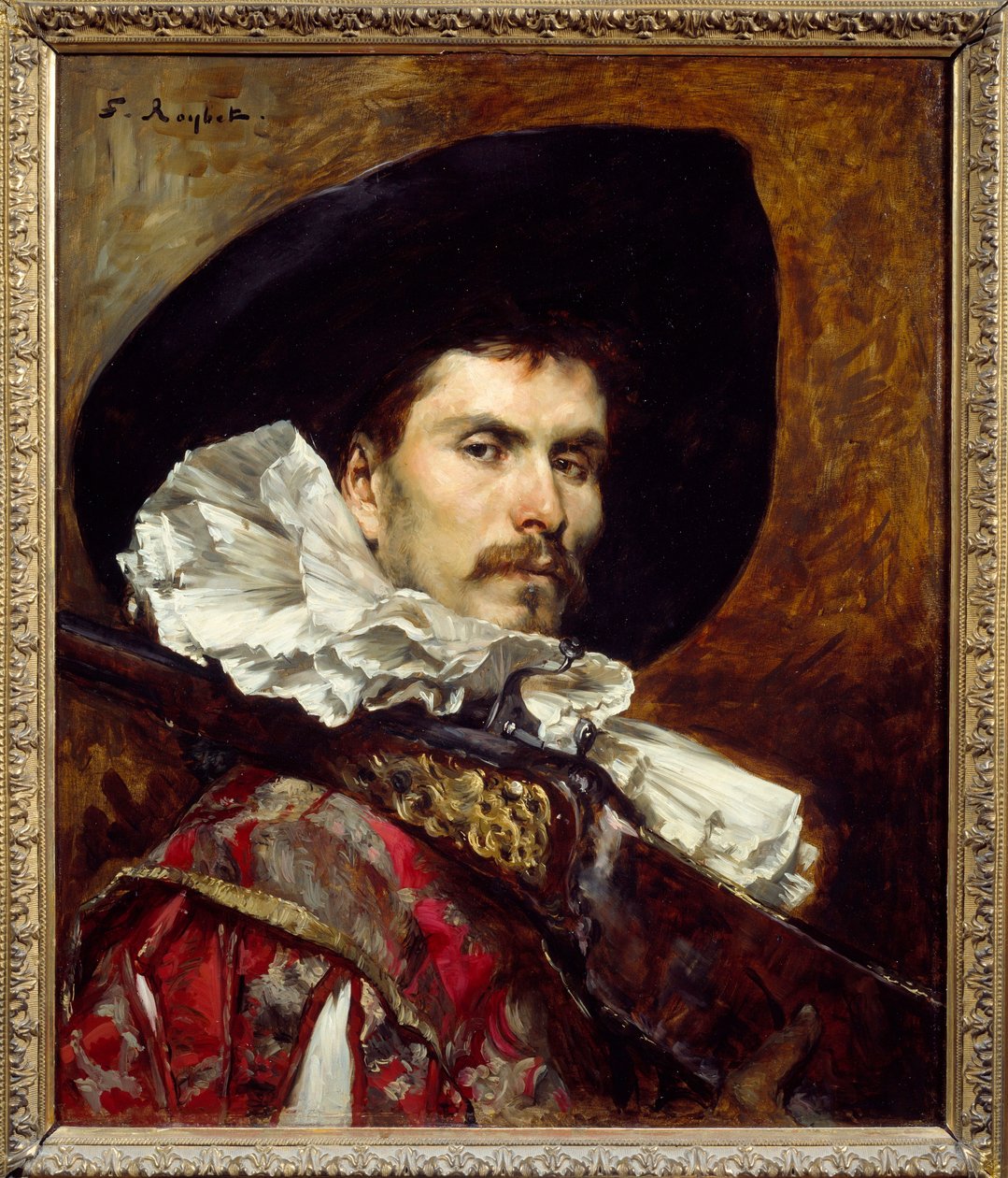 Arkebuzier w XVII wieku Malarstwo Ferdinanda Roybeta (1840-1920) XIX-wieczny Lyon, Musee des Beaux Arts autorstwa Ferdinand Roybet