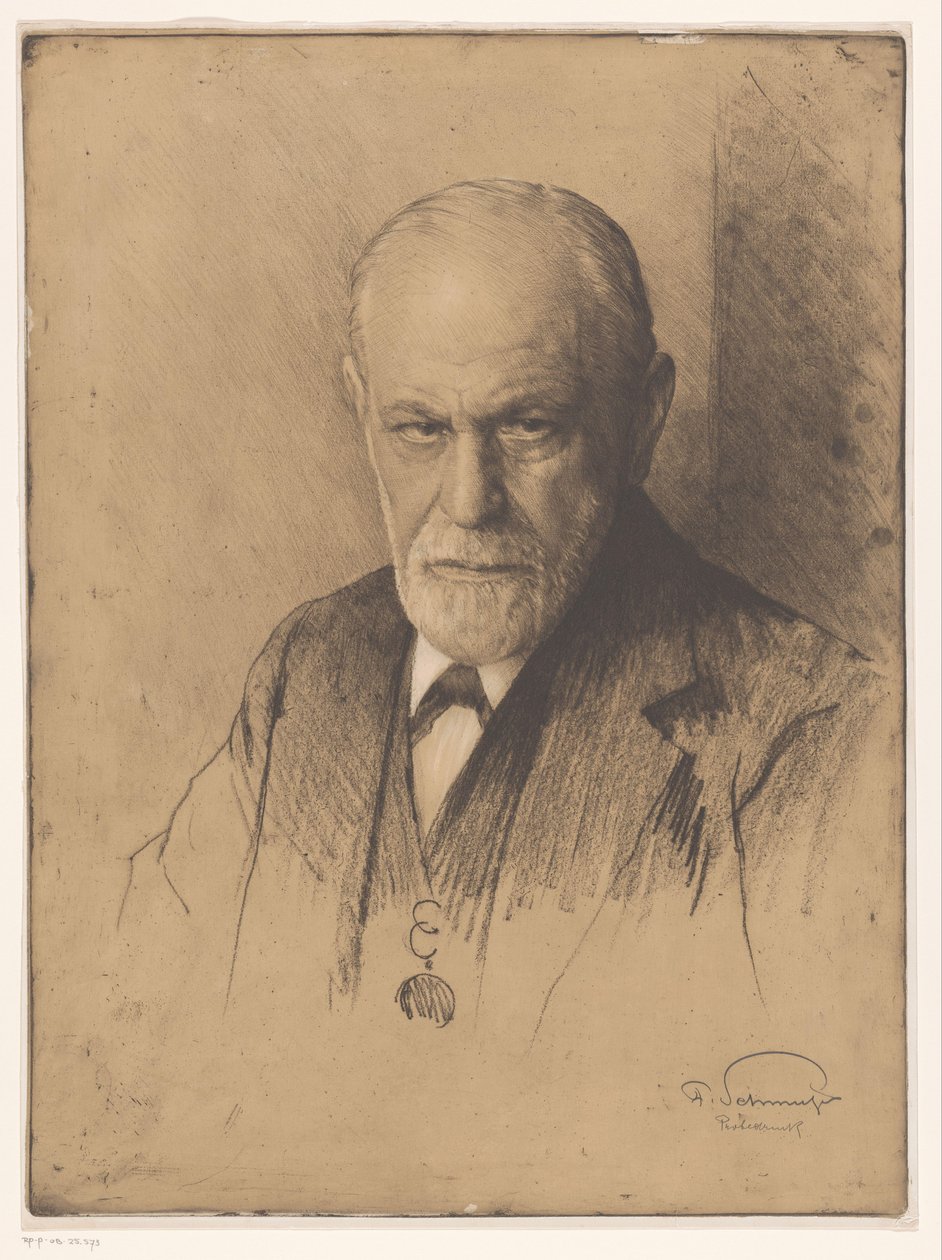Portret van Zygmunta Freuda autorstwa Ferdinand Schmutzer (signed by artist)