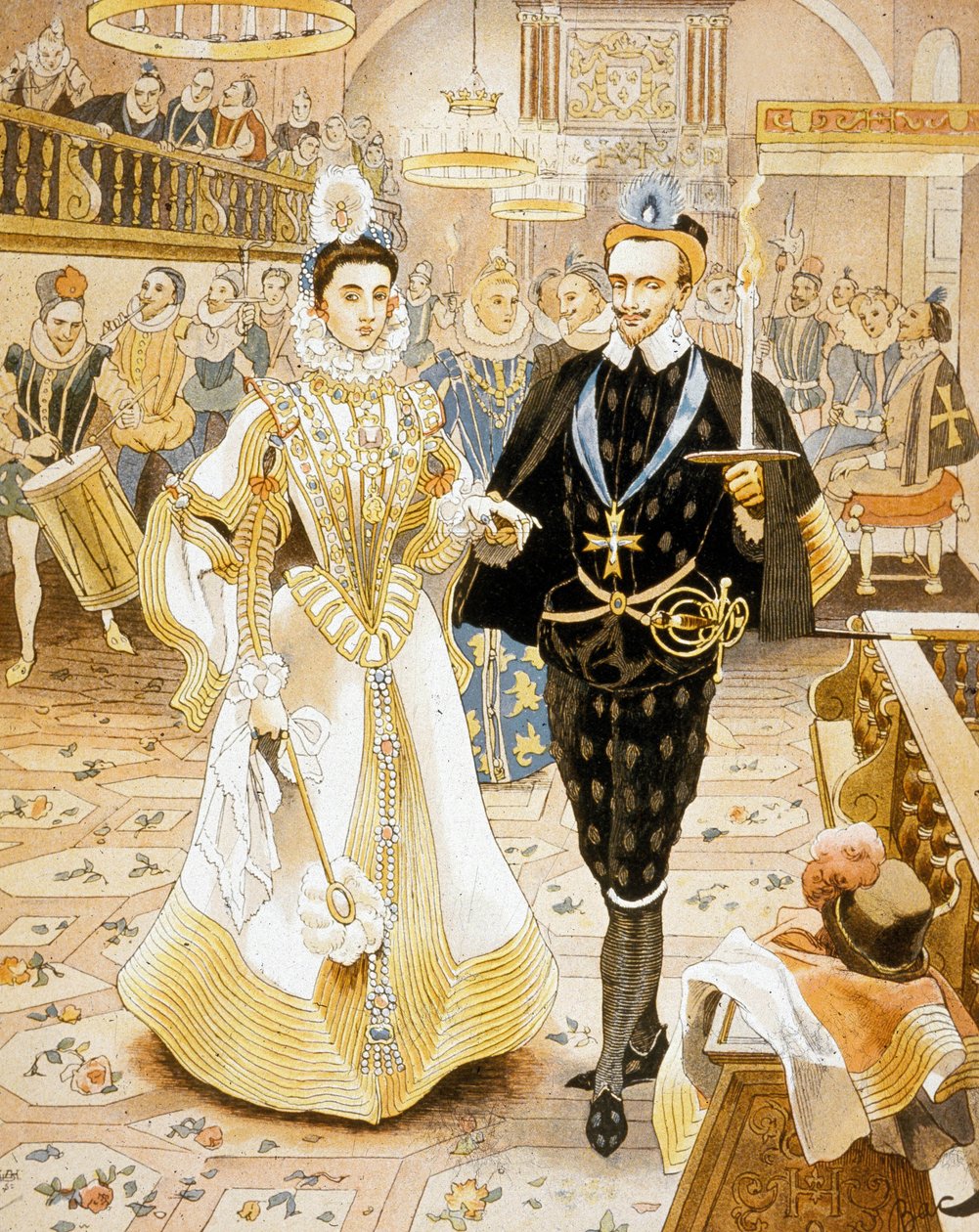 O rei francês Henri III e a dança do polidor de tochas autorstwa Ferdinand Sigismund Bac