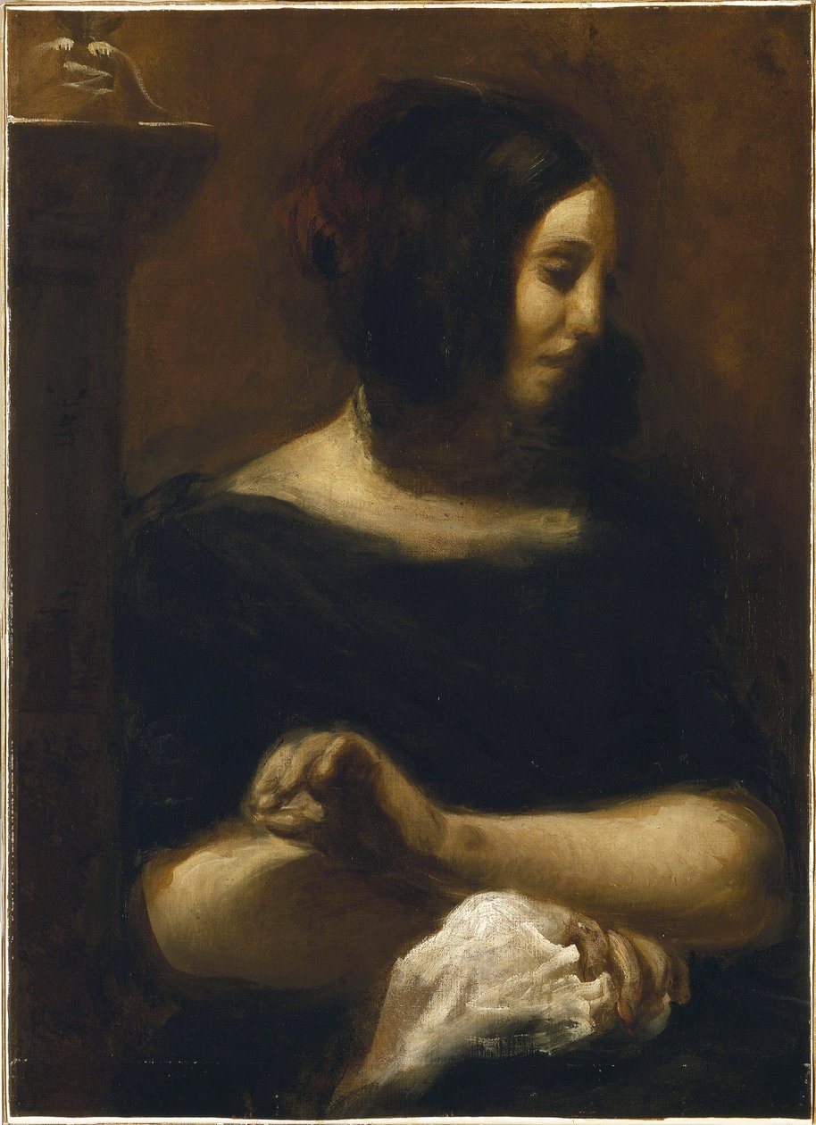 Portret George Sand, po 1838 autorstwa Ferdinand Victor Eugene (after) Delacroix