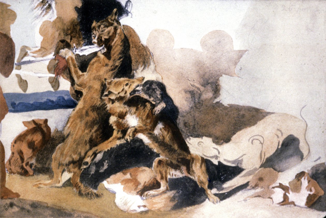 Wilki autorstwa Ferdinand Victor Eugene (after) Delacroix