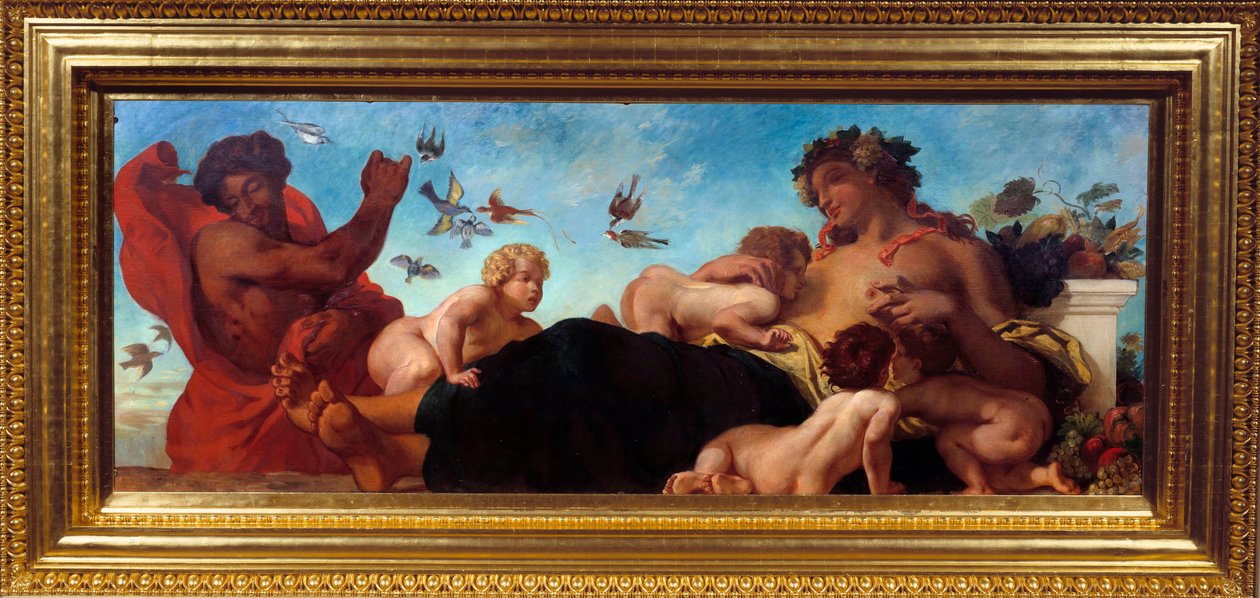 Rolnictwo Matka karmiąca piersią swoje dzieci. Obraz Eugene Delacroix (1798-1863) autorstwa Ferdinand Victor Eugene Delacroix