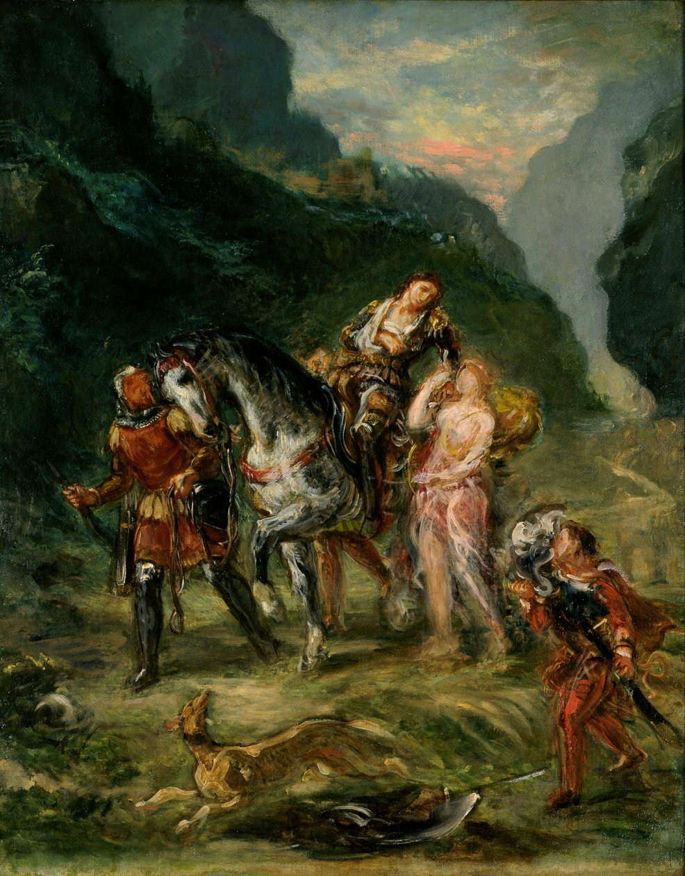 Angelica i ranny Medoro, ok. 1860 (olej na płótnie) autorstwa Ferdinand Victor Eugene Delacroix