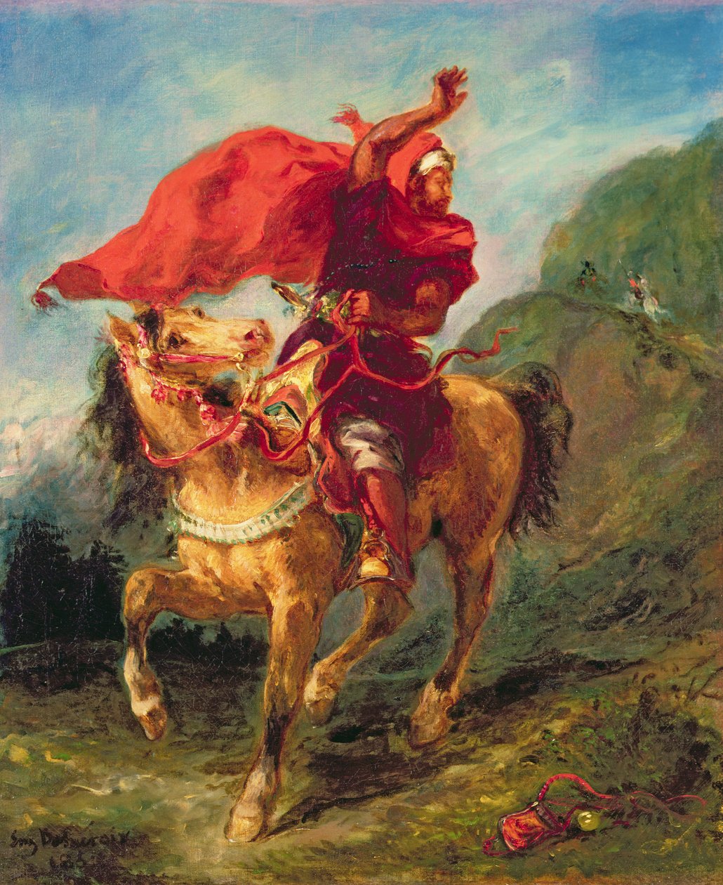 Arabski jeździec dający sygnał autorstwa Ferdinand Victor Eugene Delacroix