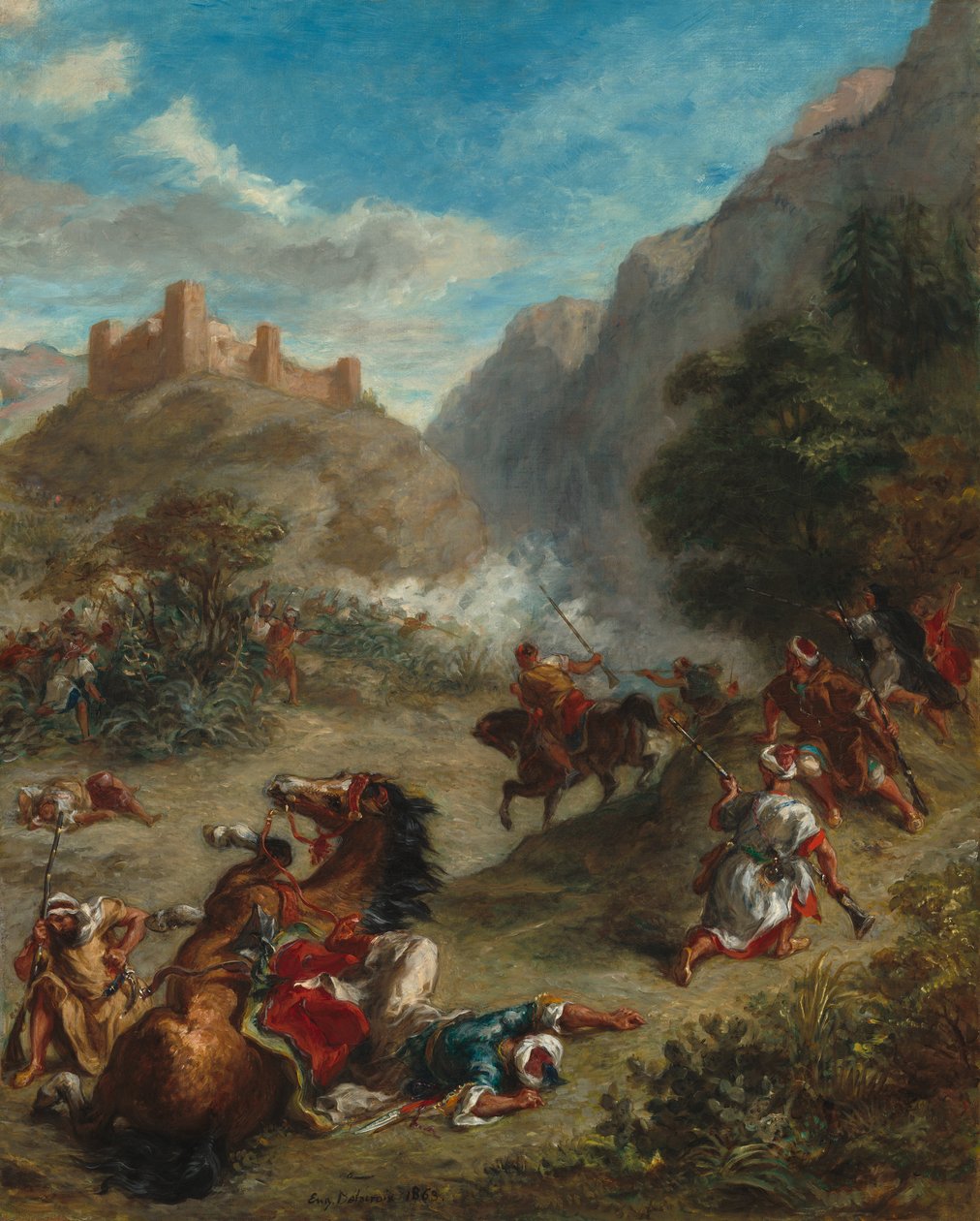 Arabowie potyczki w górach autorstwa Ferdinand Victor Eugene Delacroix