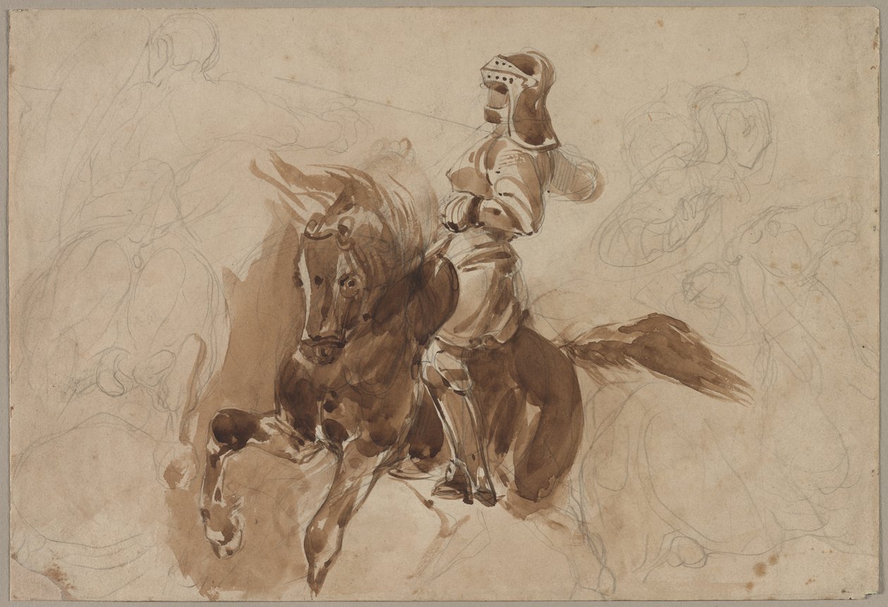 Figura w zbroi na koniu prostym, ok. 1900 r. 1828. autorstwa Ferdinand Victor Eugene Delacroix