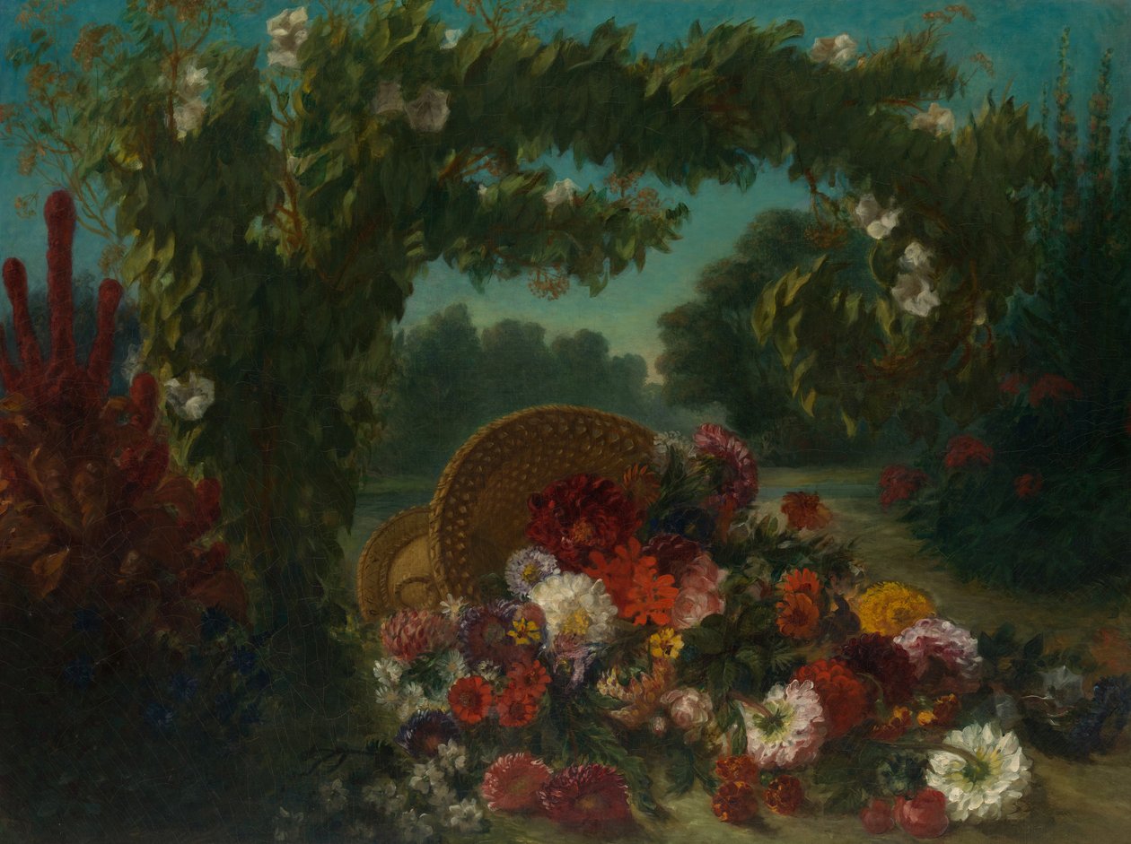 Kosz kwiatów, 1848-49 autorstwa Ferdinand Victor Eugene Delacroix