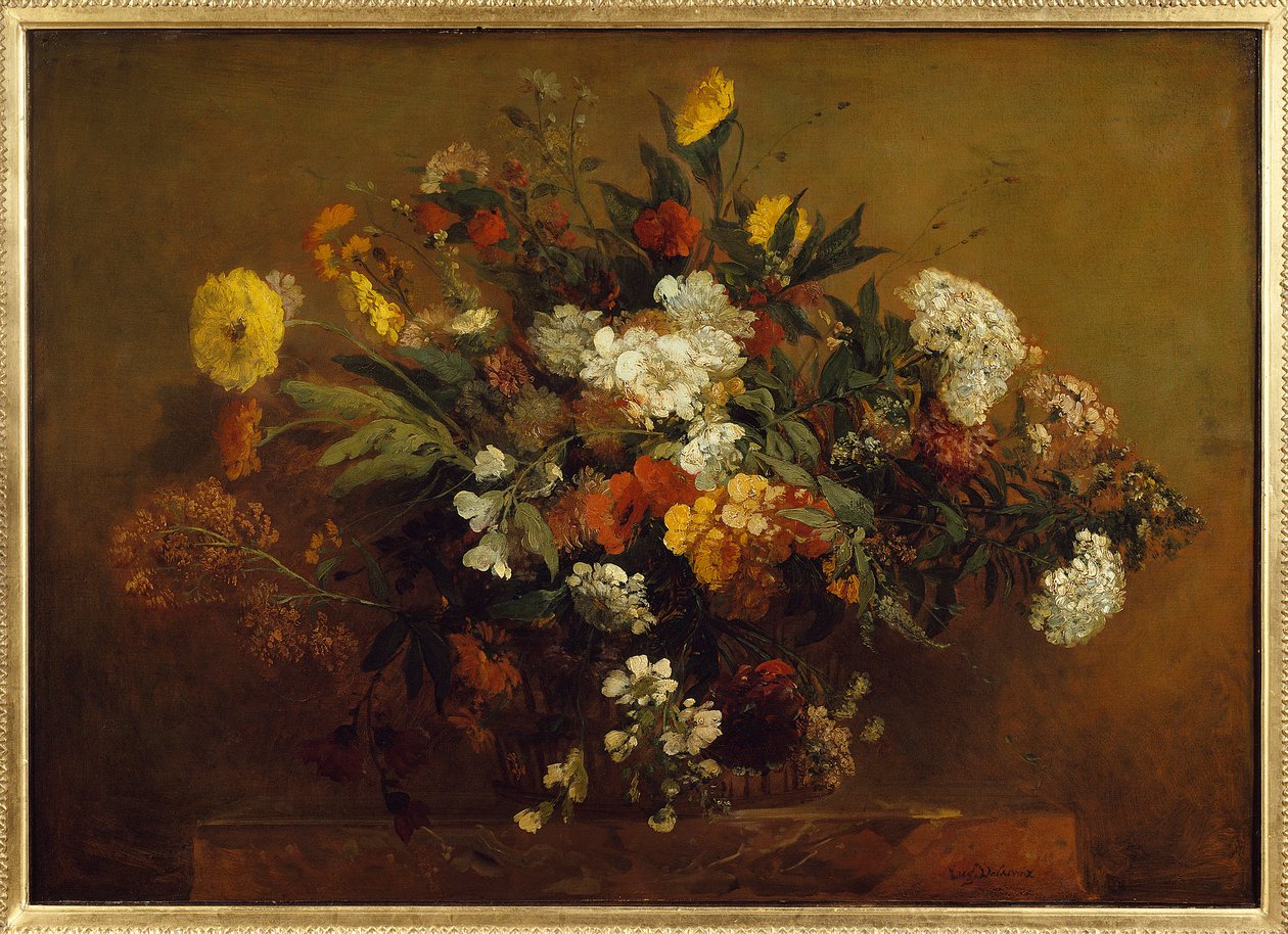 Bukiet kwiatów. Obraz Eugene Delacroix (1798-1863) autorstwa Ferdinand Victor Eugene Delacroix