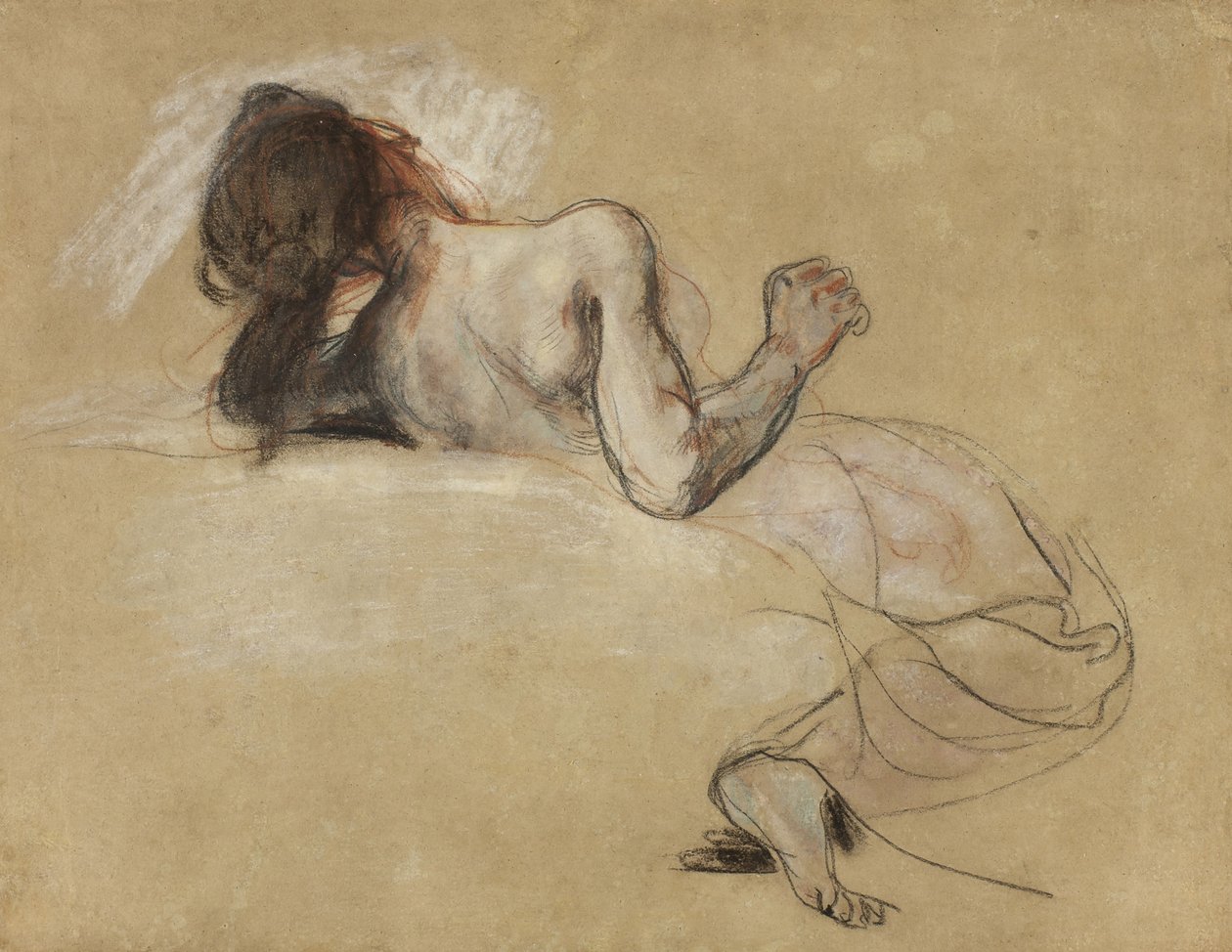 Przyczajona kobieta, 1827 autorstwa Ferdinand Victor Eugene Delacroix