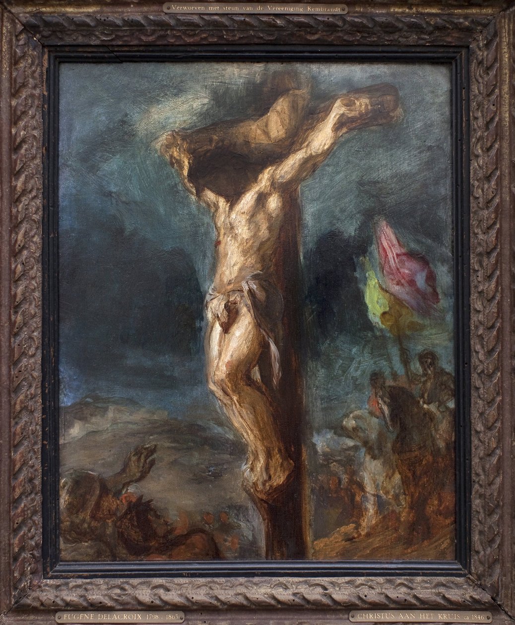 Ukrzyżowanie. Obraz Eugene Delacroix (1798-1863), olej na drewnie autorstwa Ferdinand Victor Eugene Delacroix