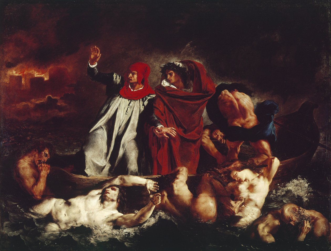 Łódź Dantego, z Divina Commedia autorstwa Dante Alighieri (olej na płótnie) autorstwa Ferdinand Victor Eugene Delacroix