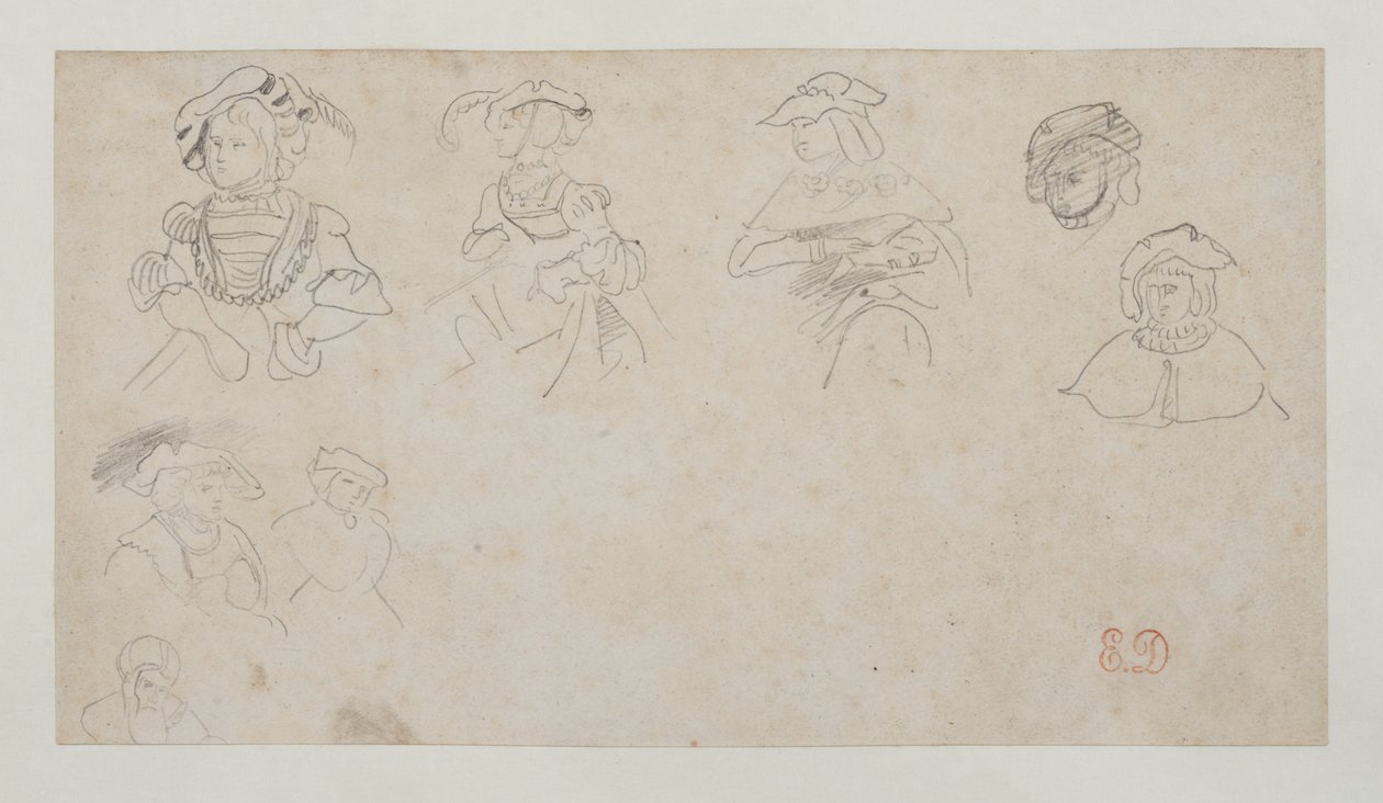 Studia postaci, ok. 1800-1899 (grafit na papierze woskowanym) autorstwa Ferdinand Victor Eugene Delacroix