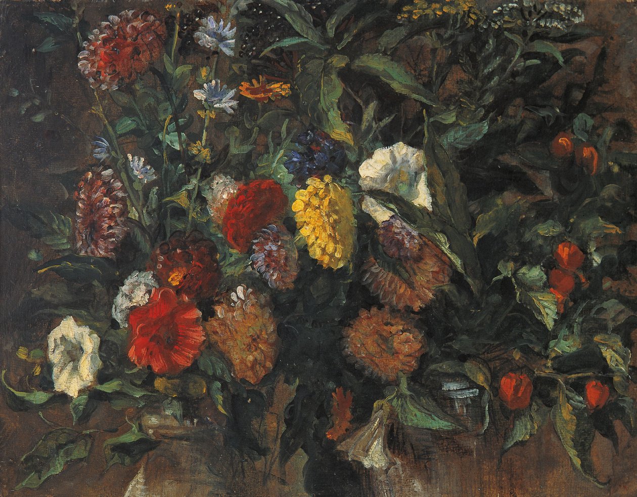 Martwa natura kwiatowa, ok. 1848 (olej na tekturze) autorstwa Ferdinand Victor Eugene Delacroix