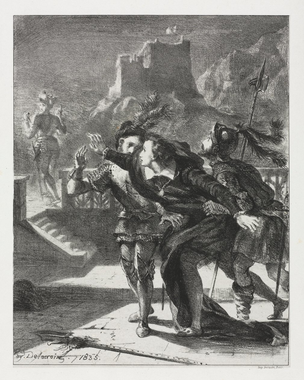 Hamlet: Hamlet pędzi, by podążać za duchem swojego Ojca, 1835. autorstwa Ferdinand Victor Eugene Delacroix