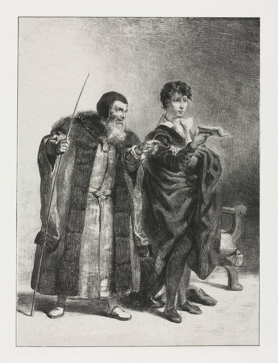 Hamlet: Poloniusz i Hamlet, 1834. autorstwa Ferdinand Victor Eugene Delacroix