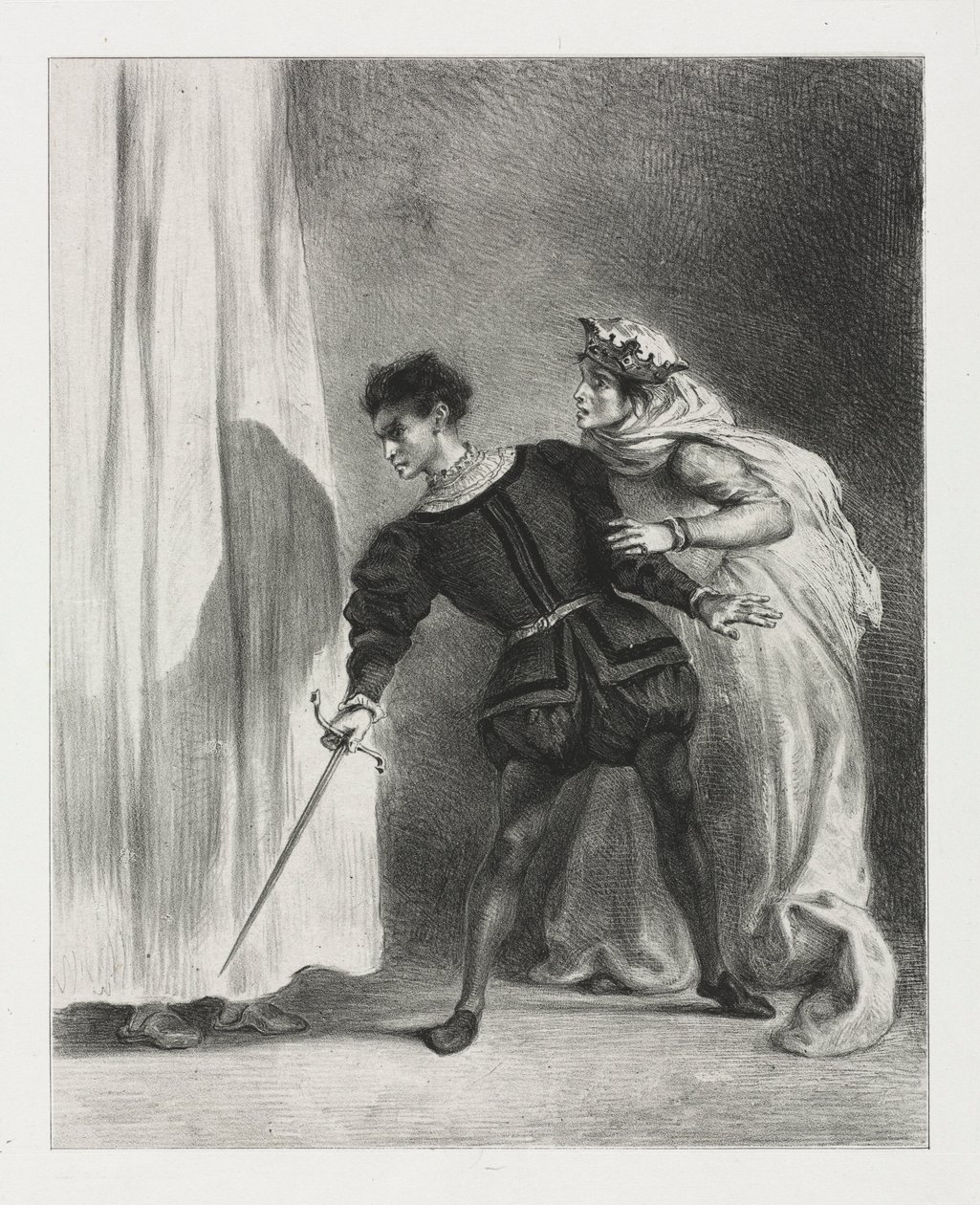 Hamlet: Morderstwo Poloniusza, 1834. autorstwa Ferdinand Victor Eugene Delacroix