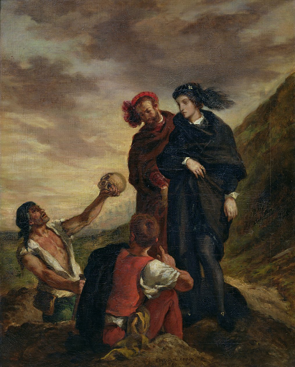 Hamlet i Horatio na cmentarzu, ze sceny 1, akt V „Hamleta” Williama Szekspira (1564-1616) 1839 autorstwa Ferdinand Victor Eugene Delacroix