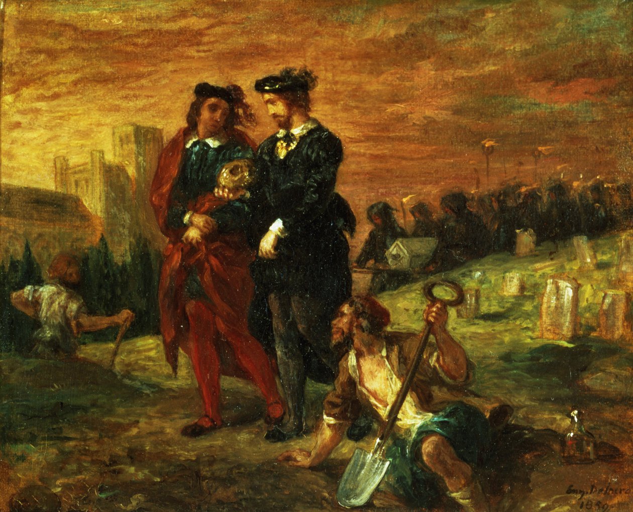 Hamlet i Horatio na cmentarzu, z V aktu Hamleta Williama Szekspira, 1859 autorstwa Ferdinand Victor Eugene Delacroix