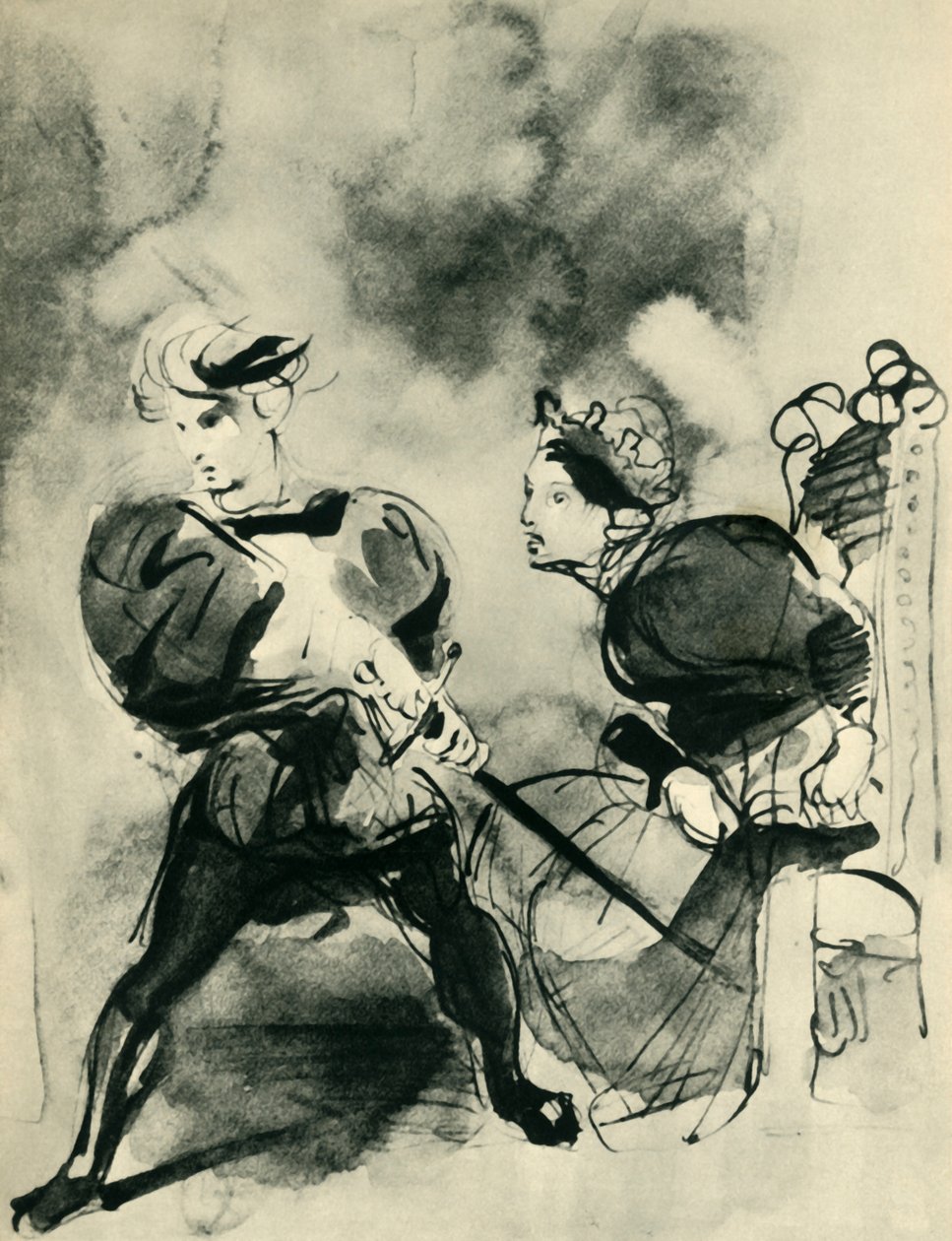 Hamlet i Poloniusz, ok. 1830, 1943. autorstwa Ferdinand Victor Eugene Delacroix