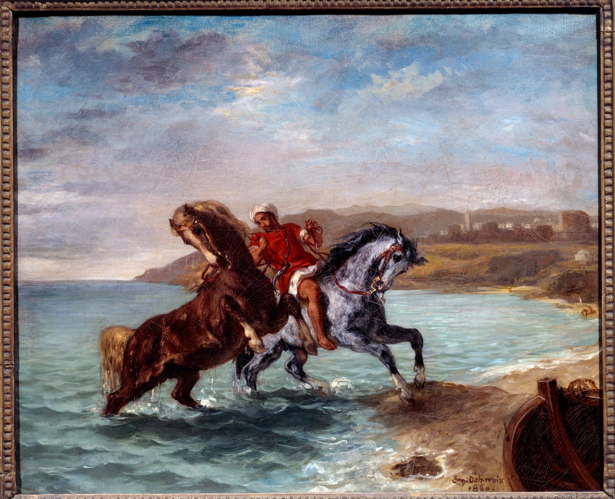 Konie wychodzące z morza. Obraz Eugene Delacroix (1798-1863) autorstwa Ferdinand Victor Eugene Delacroix