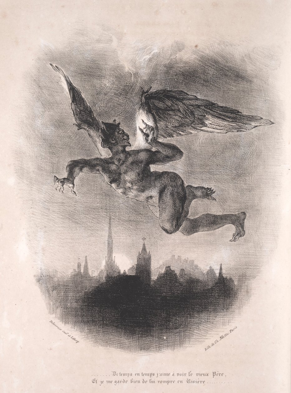 Ilustracje do Fausta: Mefistofeles w powietrzu, 1828. autorstwa Ferdinand Victor Eugene Delacroix