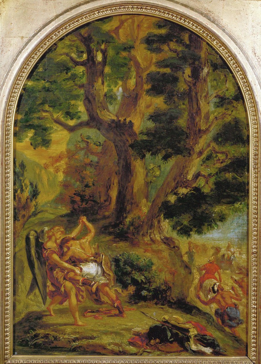 Jakub walczący z aniołem (szkice olejne) autorstwa Ferdinand Victor Eugene Delacroix