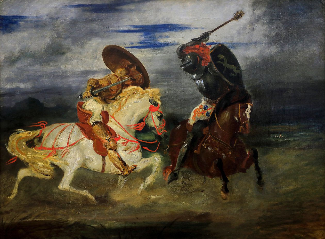 Rycerze walczący na wsi autorstwa Ferdinand Victor Eugene Delacroix