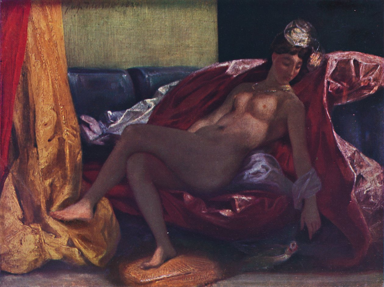 Kobieta z papugą, 1827, 1937 autorstwa Ferdinand Victor Eugene Delacroix