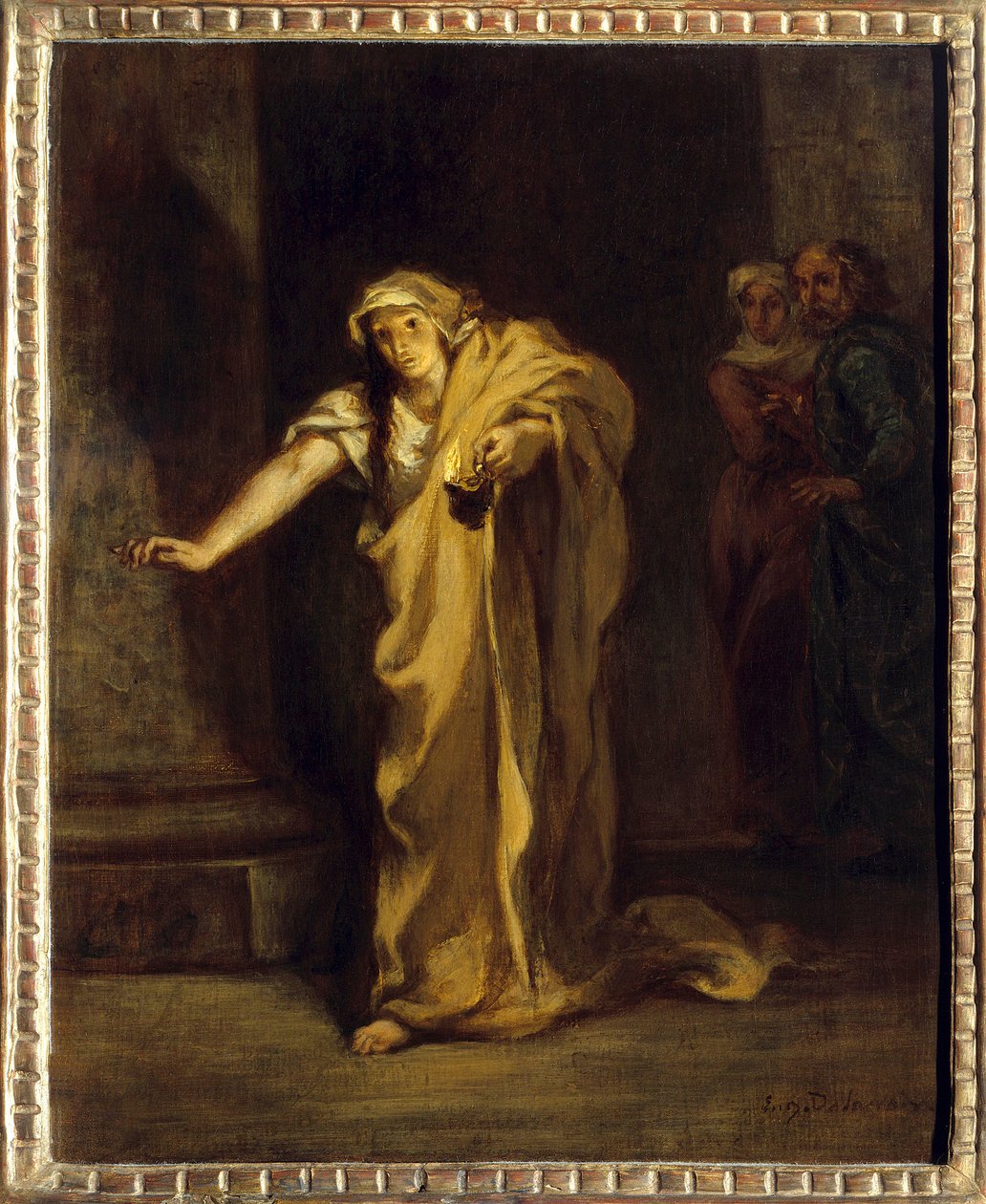 Lady Makbet lunatykująca ilustracja do dzieła o tym samym tytule autorstwa Williama Szekspira (1564-1616). Obraz Eugene Delacroix (1798-1863) 1850 Nd. 0,40 x 0,32 m Fredericton. Galeria sztuki Beaverbrook autorstwa Ferdinand Victor Eugene Delacroix
