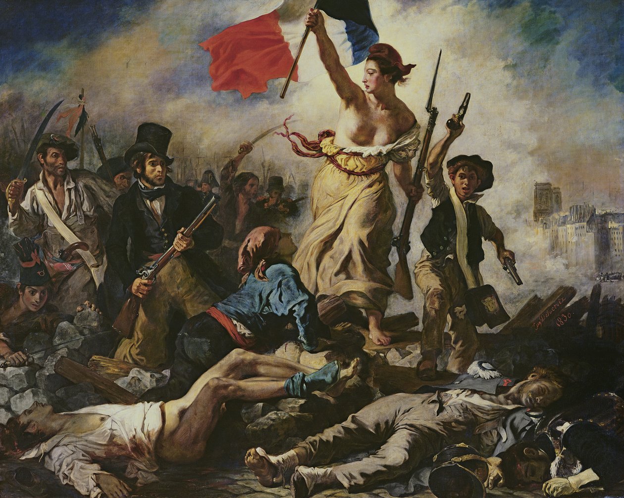 Wolność wiodąca lud, 28 lipca 1830, ok. 1830-1831 (olej na płótnie) (szczegóły patrz 95120) autorstwa Ferdinand Victor Eugene Delacroix