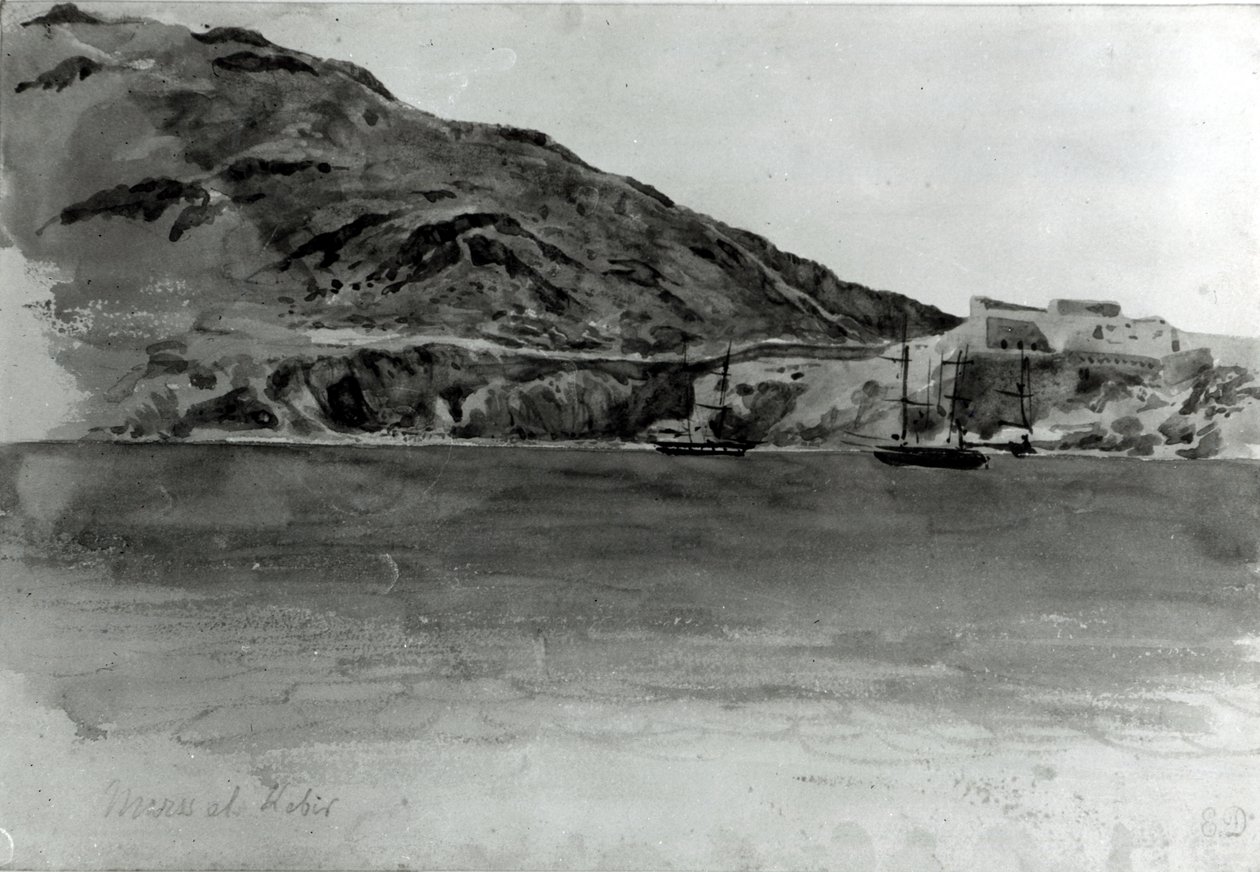 Mers El-Kebir, Algieria (wc na papierze) (bw zdjęcie) autorstwa Ferdinand Victor Eugene Delacroix