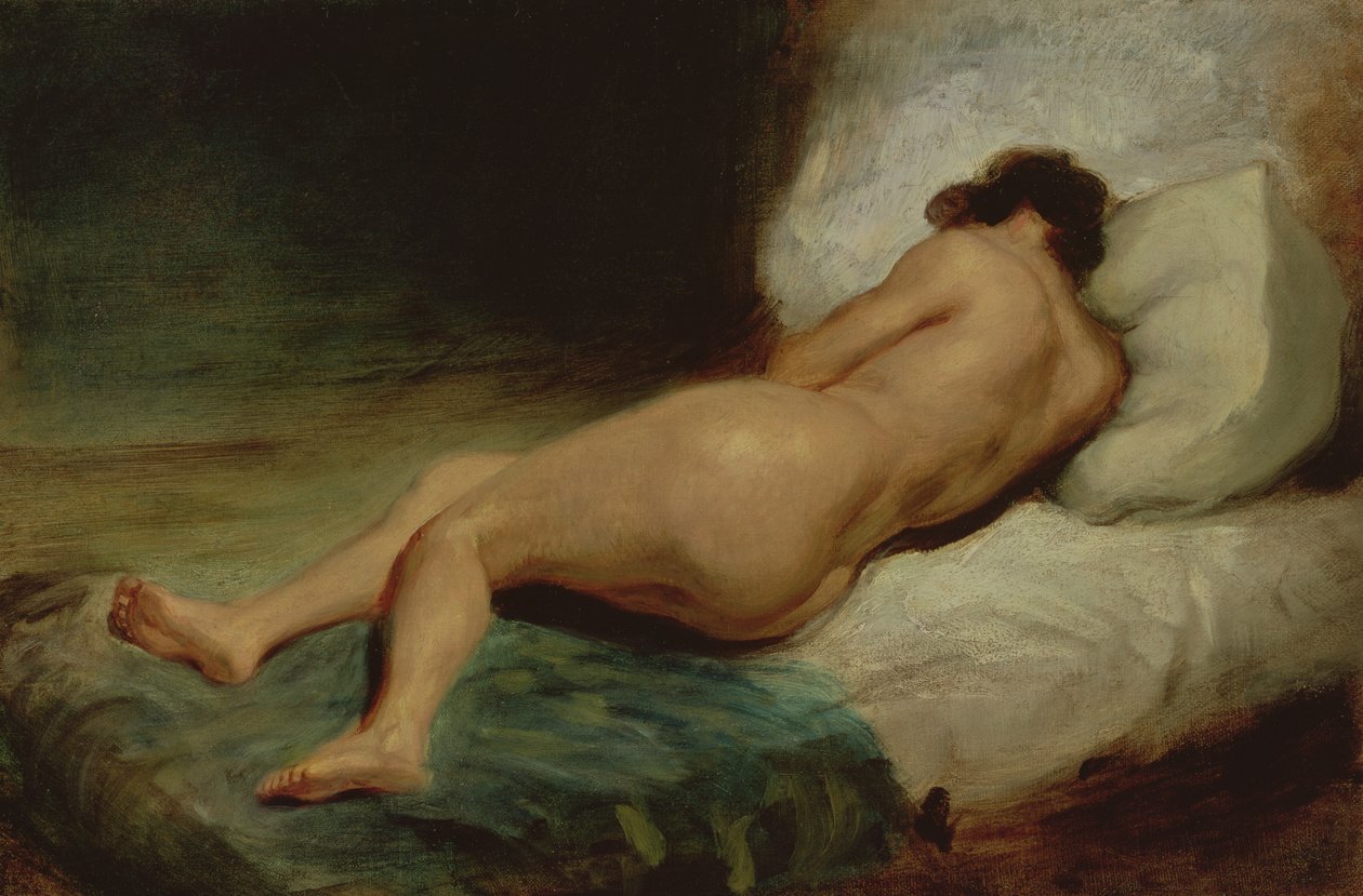 Naga kobieta leżąca na łóżku autorstwa Ferdinand Victor Eugene Delacroix