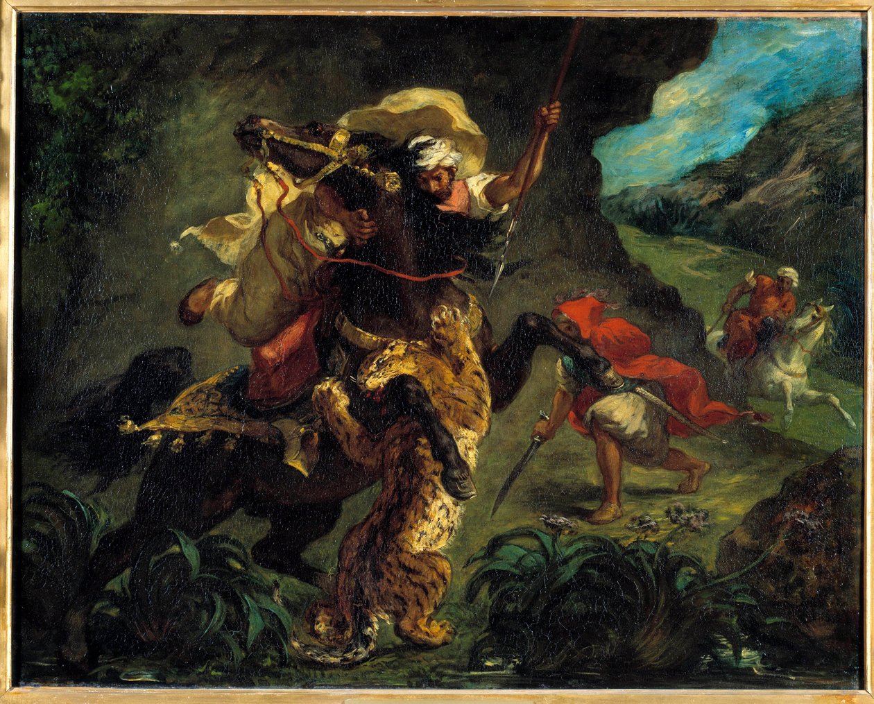 Orientalizm: „”Polowanie na tygrysa”” Obraz Eugene Delacroix (1798-1863) 1854 Nd. 0,73x0,92 m Paryż, musee d