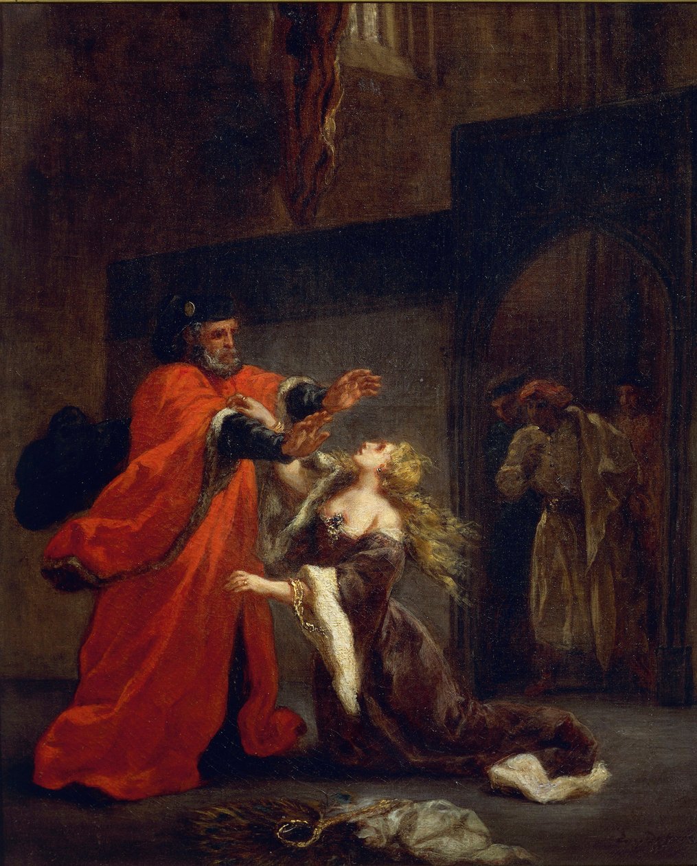 Otello, Akt I, Scena 3: Desdemona u stóp ojca, 1852 autorstwa Ferdinand Victor Eugene Delacroix