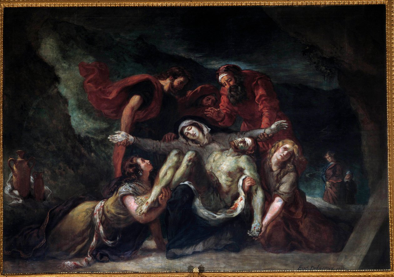 Pieta lub „Deploration”” Obraz Eugene Delacroix (1798-1863) 1844 Nd. 3,55 x 4,75 m Kościół Saint-Denis du Saint-Sacrement w Paryżu. autorstwa Ferdinand Victor Eugene Delacroix