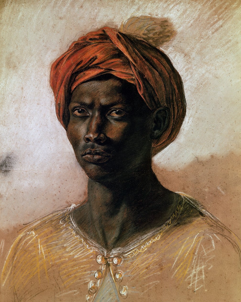 Portret Turka w turbanie, ok. 1826 (pastel na papierze) autorstwa Ferdinand Victor Eugene Delacroix