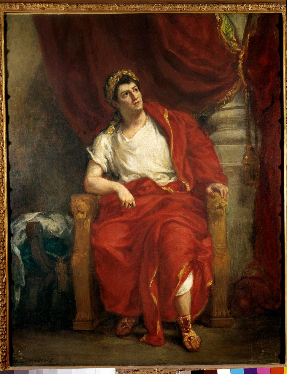 Portret komika Francois-Joseph (Francois Joseph) Talma (1763-1826) interpretującego Nerona w utworze Britannicus „”” Jean Racine”” Obraz Eugene Delacroix (1798-1863) 1853 wym. 0,92 x 0,73 m Paryż, komedia francuska autorstwa Ferdinand Victor Eugene Delacroix