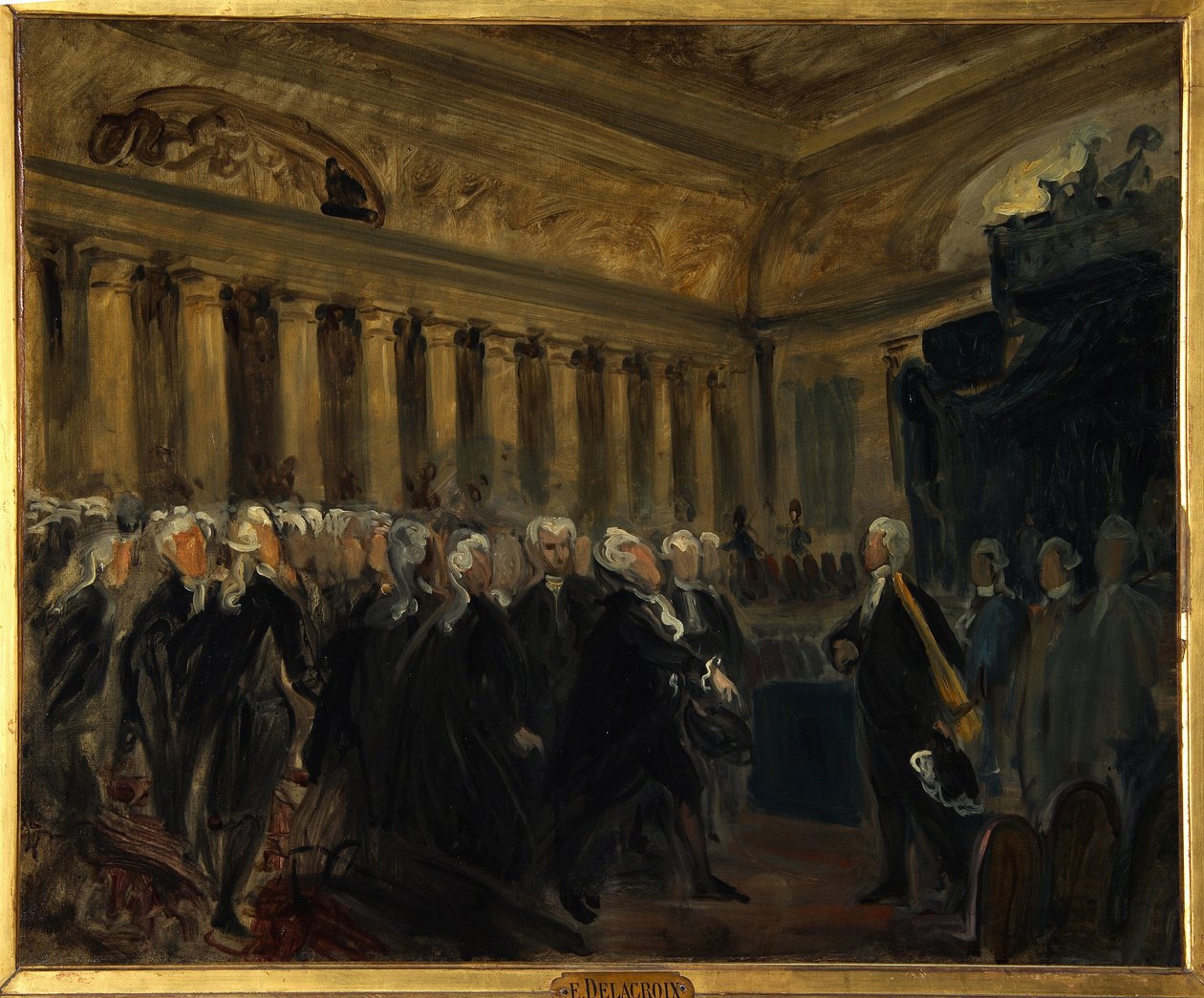 Rewolucja Francuska, Zgromadzenie Ustawodawcze 1789: Honore Gabriel (Honore-Gabriel) Riqueti, hrabia de Mirabeau (1749-1791) przed Monsieur de Henri Evrard (Henri-Evrard), markiz de Dreux Breze (Dreux-Breze) (1762-1829) (podczas Zgromadzenia Deputowanych, autorstwa Ferdinand Victor Eugene Delacroix