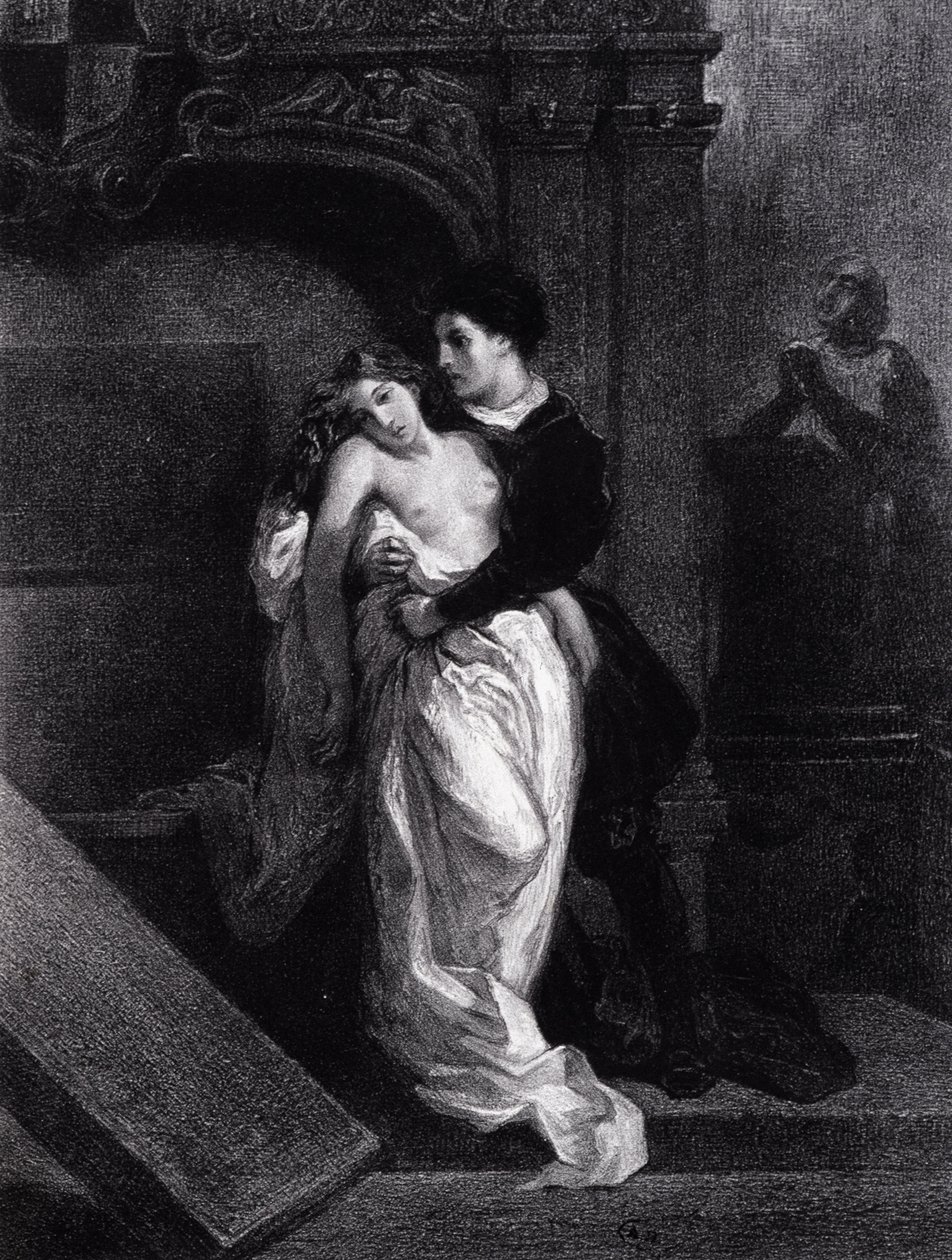 Romeo i Julia - rycina Eugene Delacroix autorstwa Ferdinand Victor Eugene Delacroix