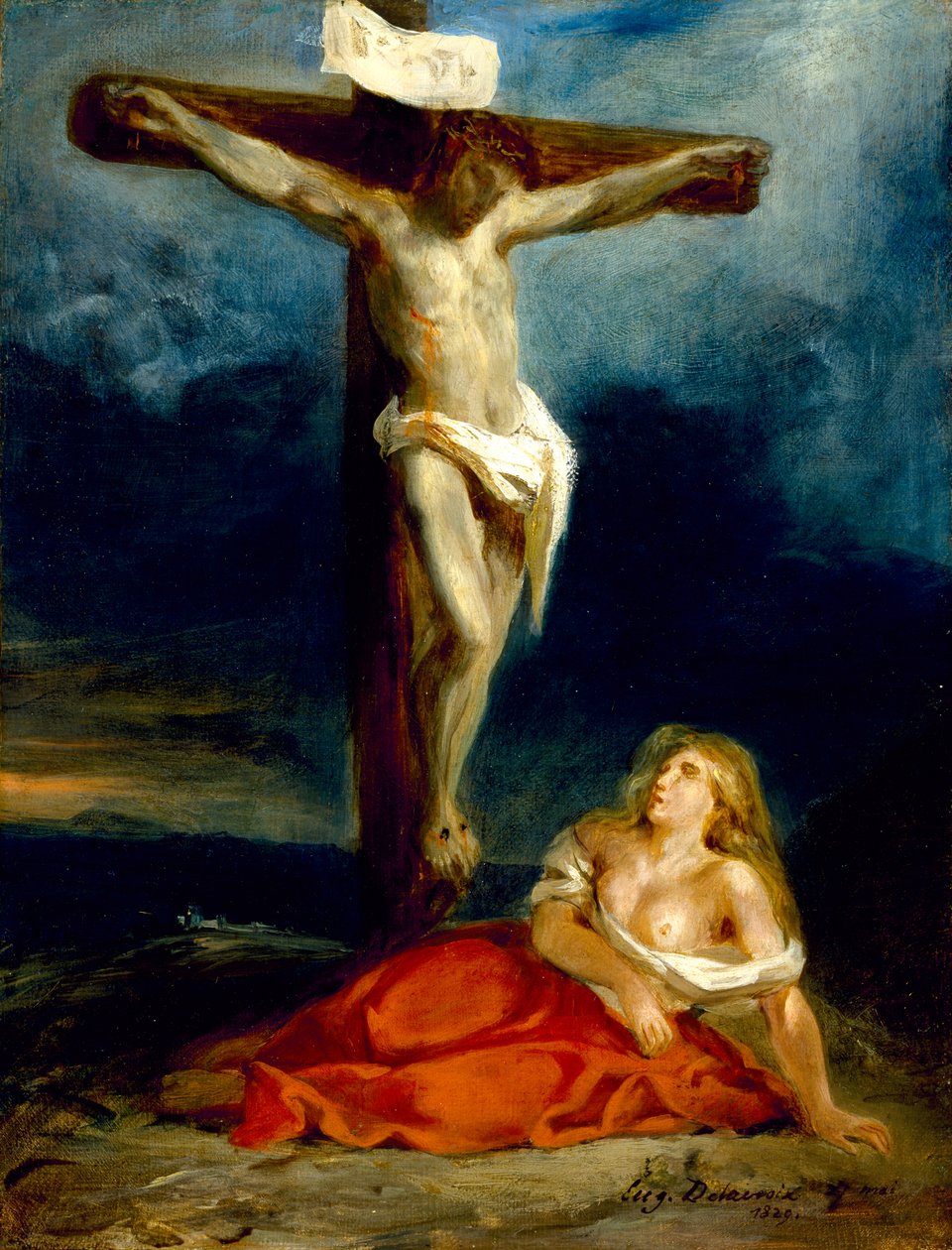Św. Maria Magdalena u stóp Krzyża, 1829 autorstwa Ferdinand Victor Eugene Delacroix