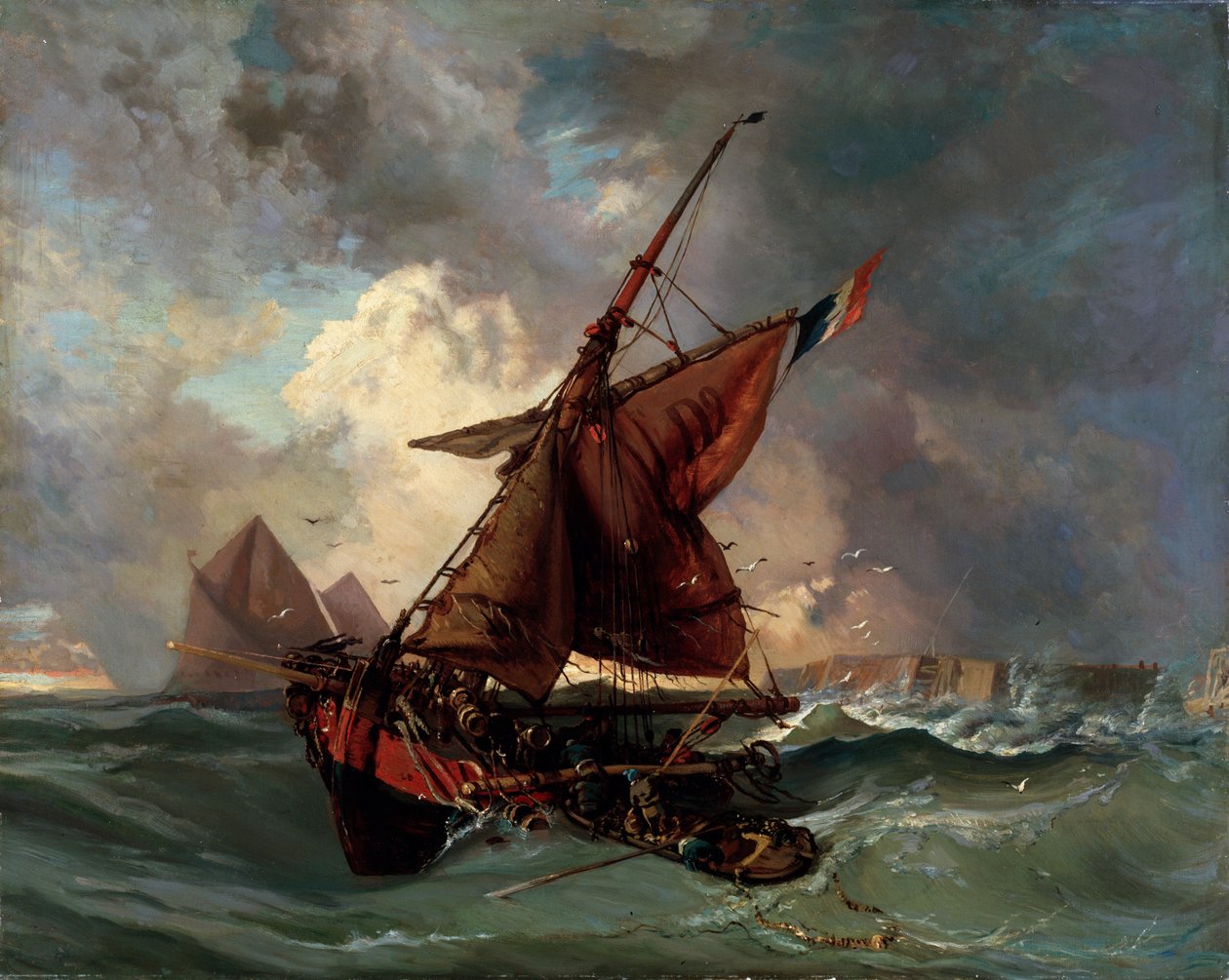 Statki na wzburzonym morzu, XIX wiek autorstwa Ferdinand Victor Eugene Delacroix