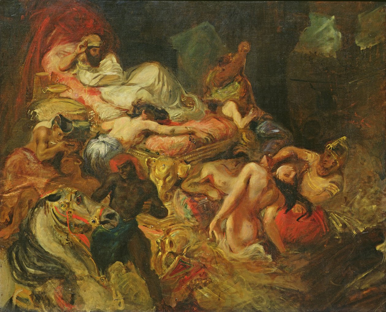 Studium do śmierci Sardanapala, przed 1827 (olej na płótnie) autorstwa Ferdinand Victor Eugene Delacroix