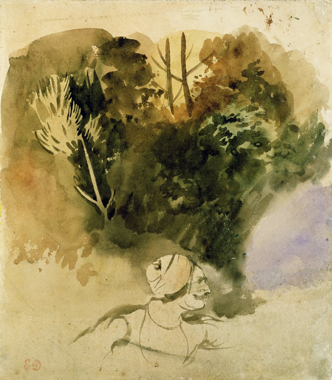 Studium Gurkhi z armii indyjskiej, 1830 r autorstwa Ferdinand Victor Eugene Delacroix