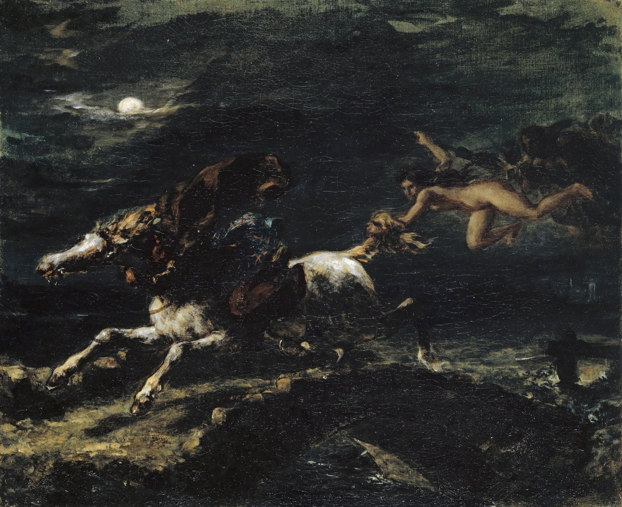 Tam O’Shanter ścigany przez czarownice, 1849 autorstwa Ferdinand Victor Eugene Delacroix