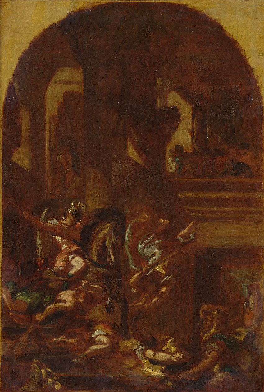 Wypędzenie Heliodora ze świątyni, ok. 1857 r. autorstwa Ferdinand Victor Eugene Delacroix