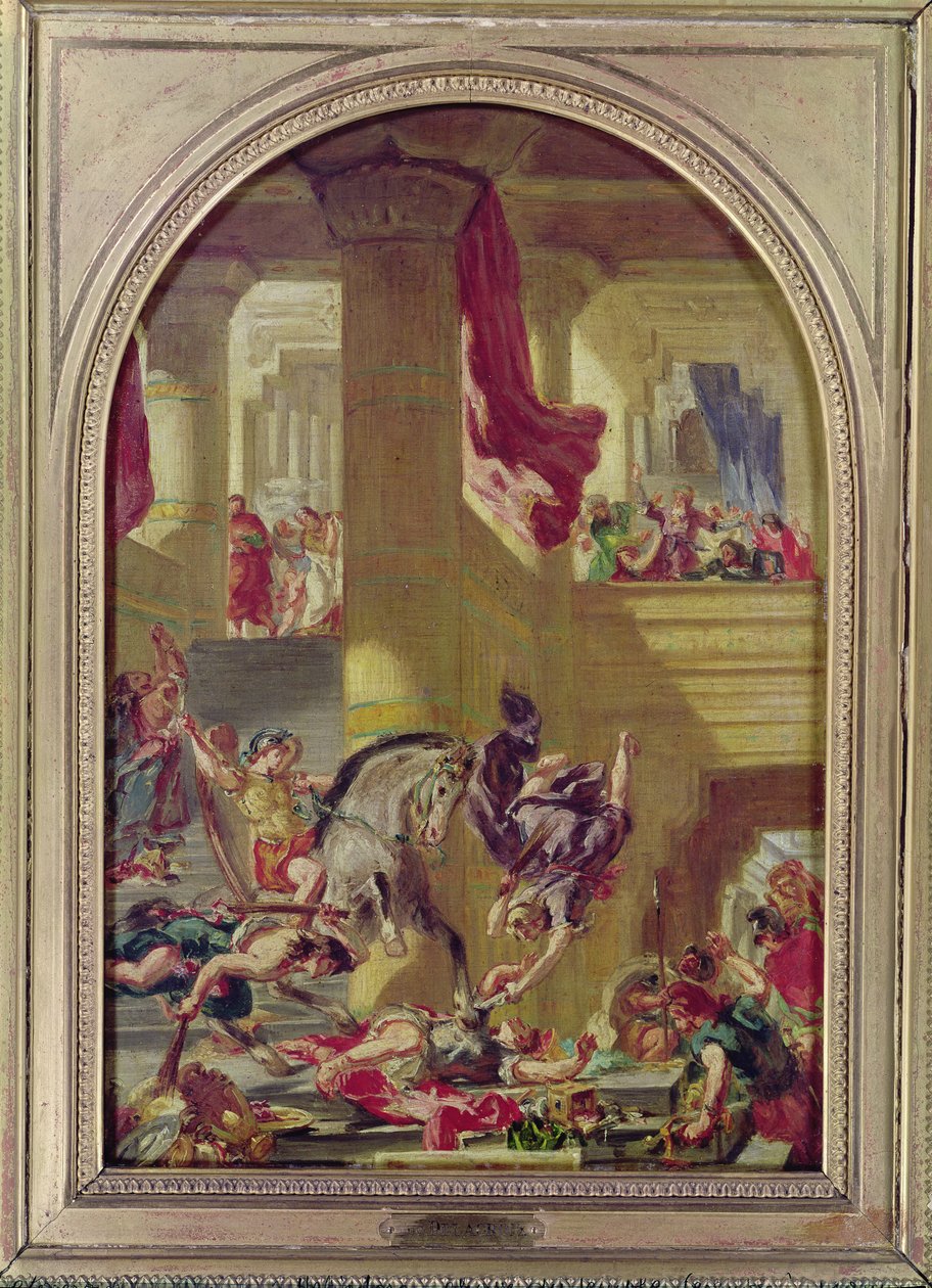 Wypędzenie Heliodora ze świątyni, ok. 1857 r. autorstwa Ferdinand Victor Eugene Delacroix
