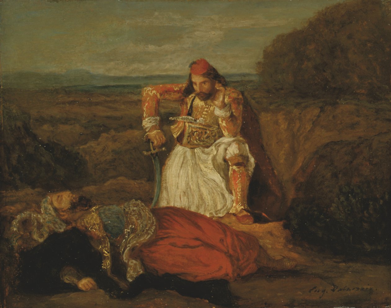 Giaour kontemplujący zmarłego Hassana, ok. 1829 (olej na płótnie) autorstwa Ferdinand Victor Eugene Delacroix